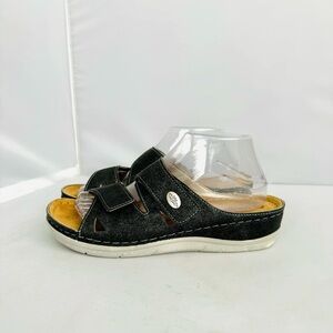 Inblu Black Leather Sandals with Adjustable Straps and Flex Sole Women’s 8.5